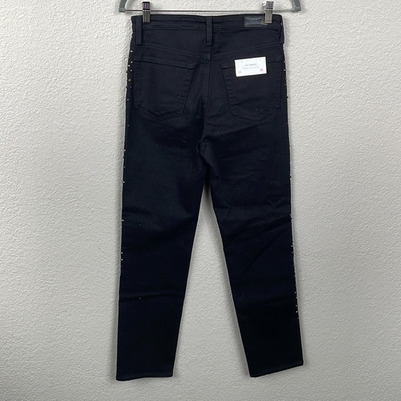 NWT AG Adriano Goldschmied Studded Isabelle High Rise Straight Leg Crop Jeans 26 - Picture 6 of 16